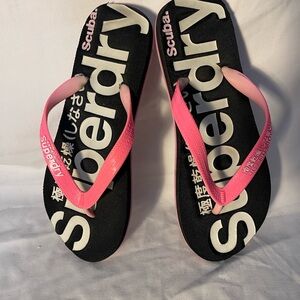 Superdry Black Base with Pink Strap Sandals